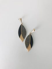 Cork and Gold Wood Earrings | Black/Grey