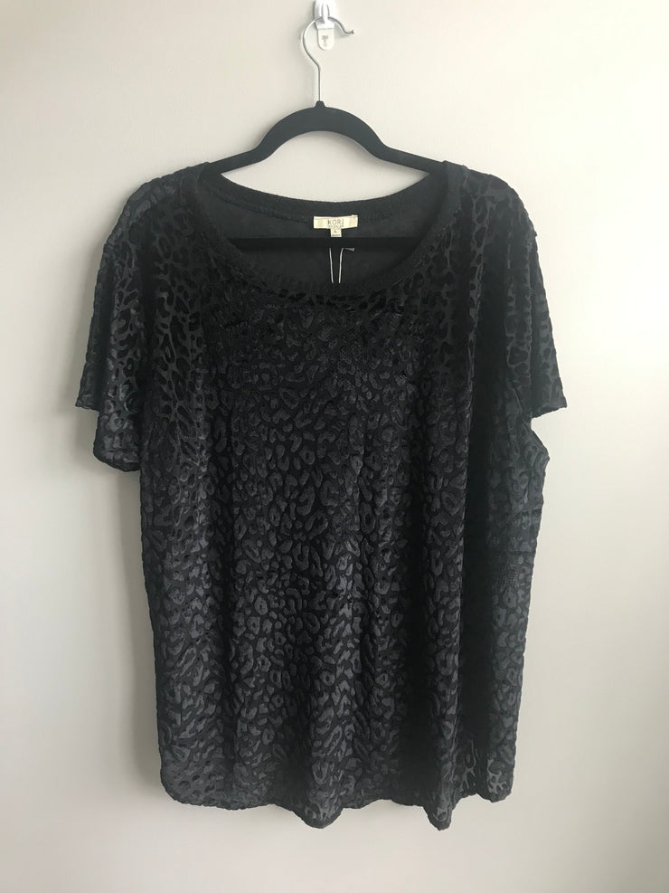 Burnout Leopard Top | Black