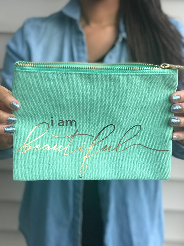 makeup bag | "i am beautiful"