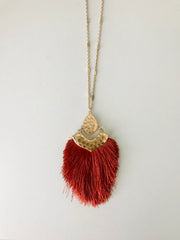 Tassel Pendant Necklace | Rust