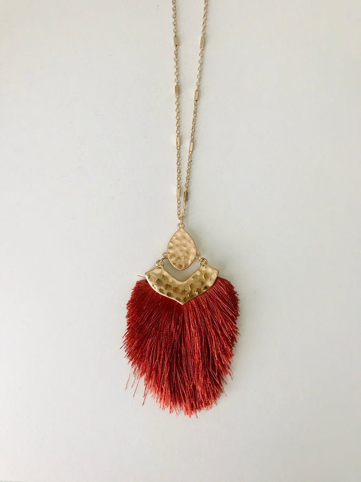 Tassel Pendant Necklace | Rust