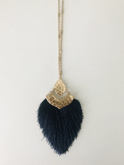 Tassel Pendant Necklace | Navy