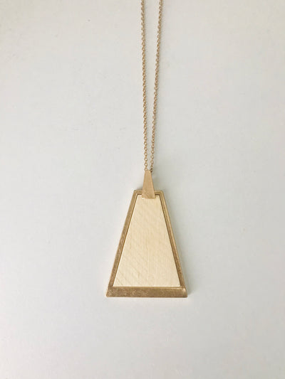 Trapezoid Wood Pendant Necklace | Ivory/Natural