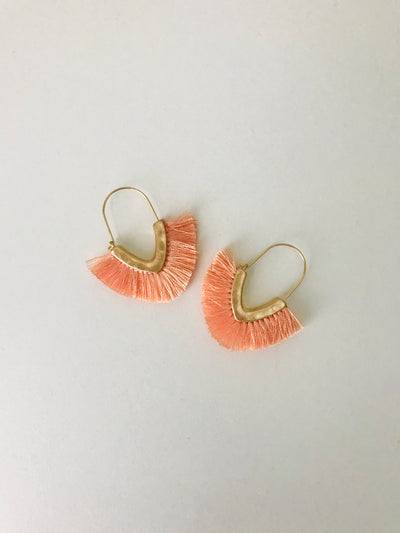 Mini Hammered Fringe Earrings | Peach