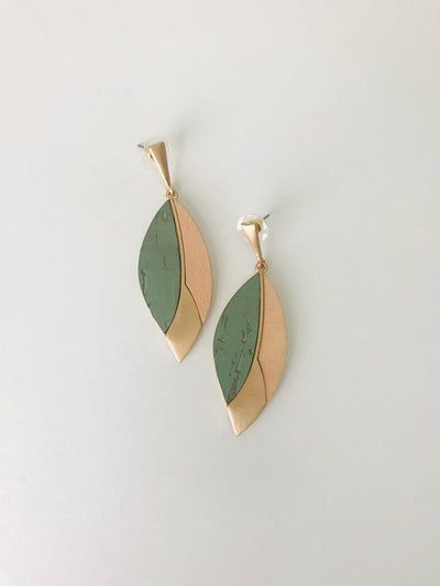 Cork and Gold Wood Earrings | Mint