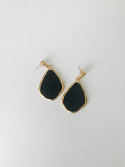 Swirl Cork Teardrop Earrings | Black