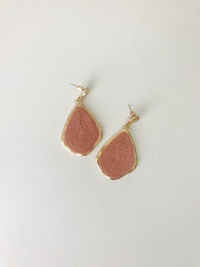 Swirl Cork Teardrop Earrings | Dusty Pink