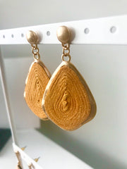 Swirl Cork Teardrop Earrings | Mustard