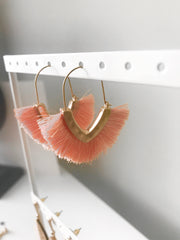 Mini Hammered Fringe Earrings | Peach