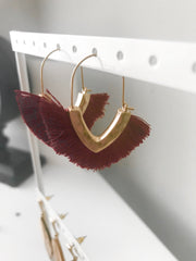 Mini Hammered Fringe Earrings | Burgundy