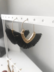 Mini Hammered Fringe Earrings | Black