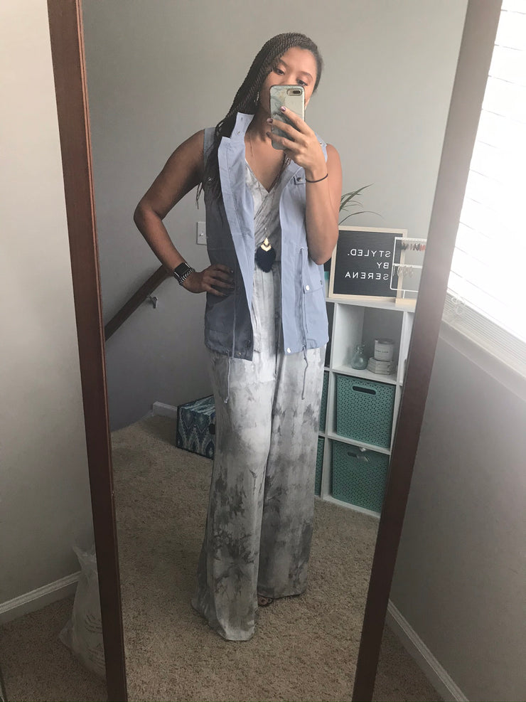 Tie-Dye Wrap Jumpsuit | Silver