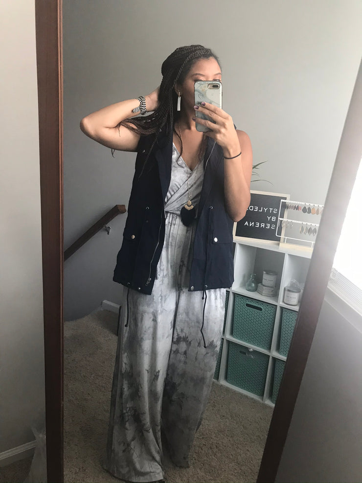 Tie-Dye Wrap Jumpsuit | Silver