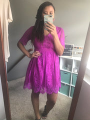 Lace A-line Dress | Magenta