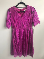 Lace A-line Dress | Magenta