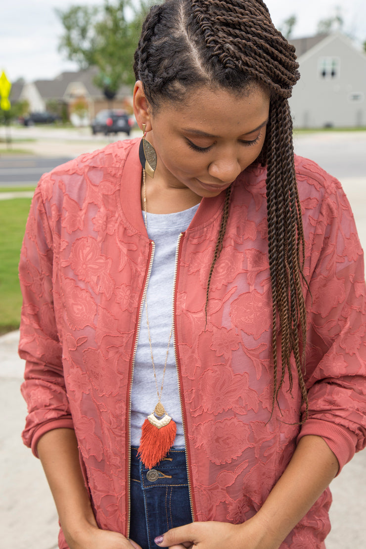 Tassel Pendant Necklace | Rust