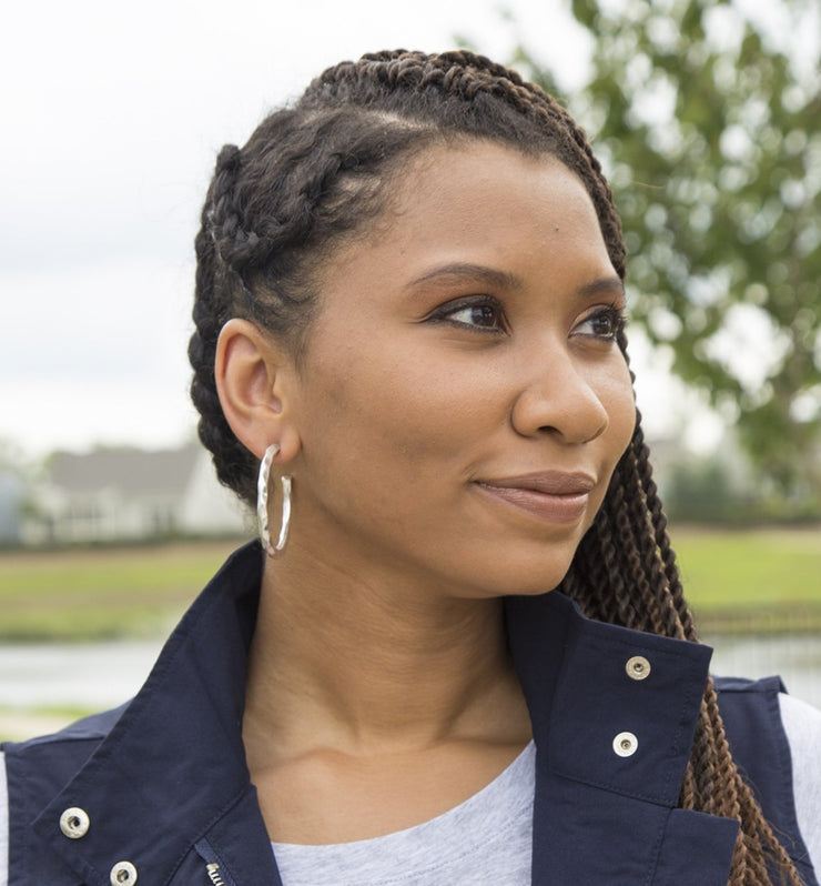 Textured Hoop Earrings | Silver