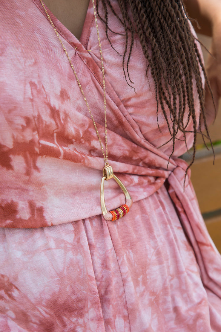 Wrapped Beaded Necklace | Pink