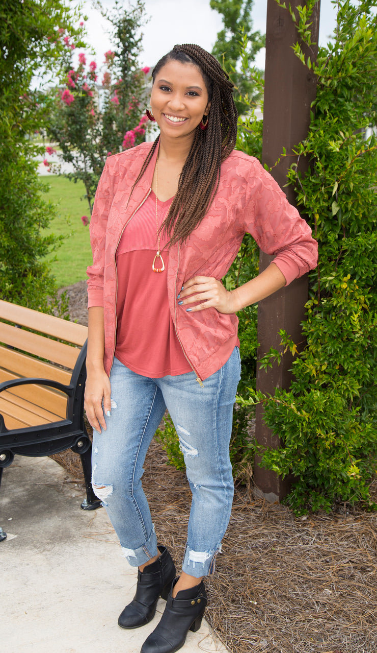 V-Neckline Casual Top | Marsala