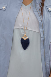 Tassel Pendant Necklace | Navy