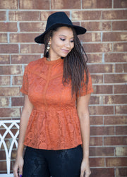 Lace Blouse | Rust