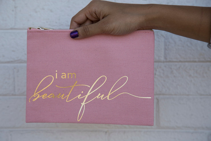 makeup bag | "i am beautiful"