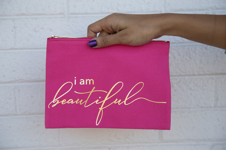 makeup bag | "i am beautiful"