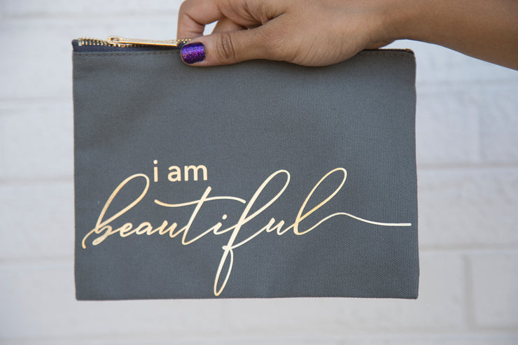 makeup bag | "i am beautiful"