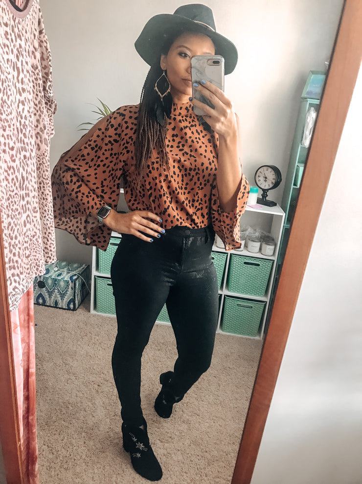 Polka Dot Shoulder Slit Chiffon Blouse | Toffee